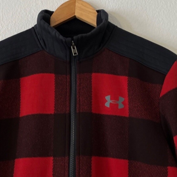 Under Armour ColdGear Men's M Flannel Field Jacket Red Black New NWT $95 - Picture 3 of 8